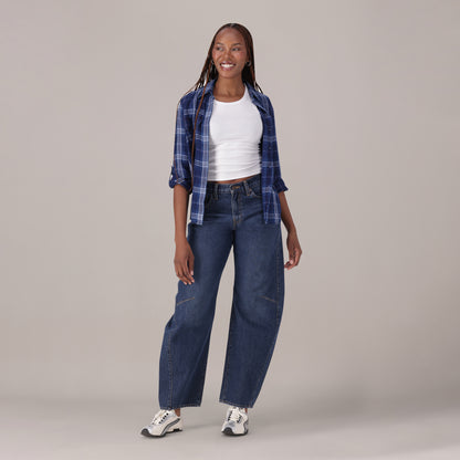 LEVI'S® WOMEN'S CINCH BARREL JEANS - DARK INDIGO - WORN IN