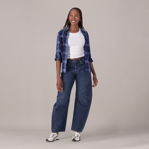 LEVI'S® WOMEN'S CINCH BARREL JEANS - DARK INDIGO - WORN IN