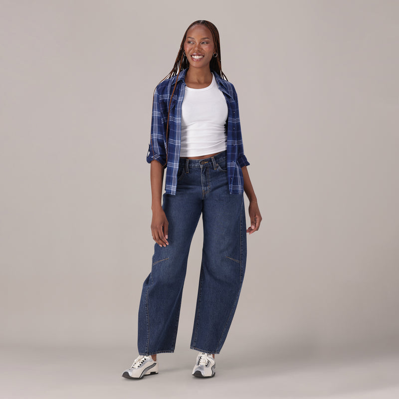 LEVI'S® WOMEN'S CINCH BARREL JEANS - DARK INDIGO - WORN IN