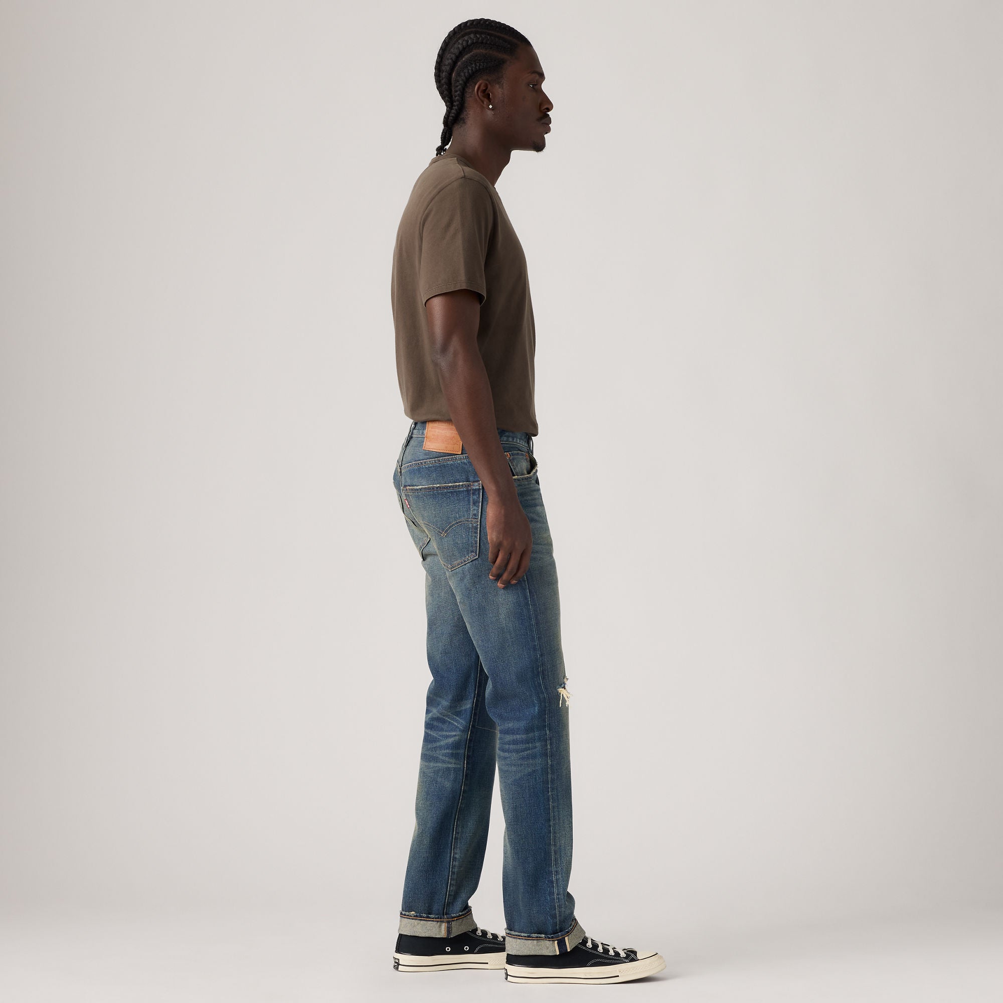 LEVI'S® MEN'S 501® ORIGINAL SELVEDGE JEANS - DARK INDIGO - WORN IN