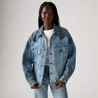 LEVI'S® WOMEN'S '90S WESTERN PIECED TRUCKER JACKET - MED INDIGO - WORN IN