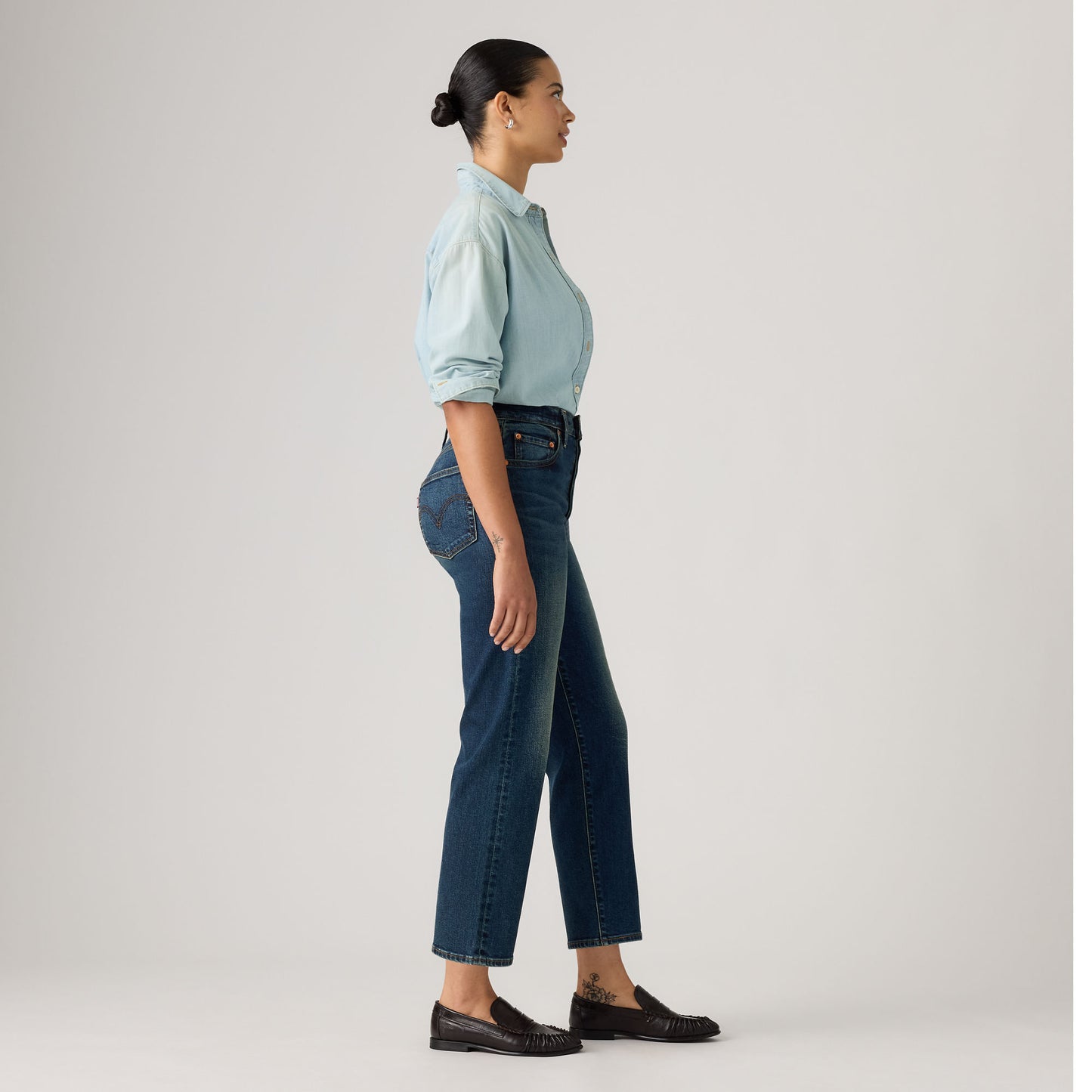 LEVI'S® WOMEN'S RIBCAGE STRAIGHT ANKLE JEANS - DARK INDIGO - WORN IN
