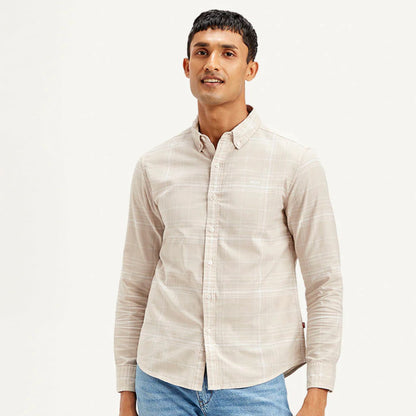 LEVI'S® MEN'S CHECKERED SLIM FIT OXFORD SHIRT - NEUTRAL
