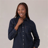 LEVI'S® WOMEN'S TEODORA WESTERN SHIRT - DARK INDIGO - WORN IN