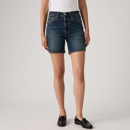 LEVI'S® WOMEN'S 501® MID-THIGH SHORTS - DARK INDIGO - WORN IN