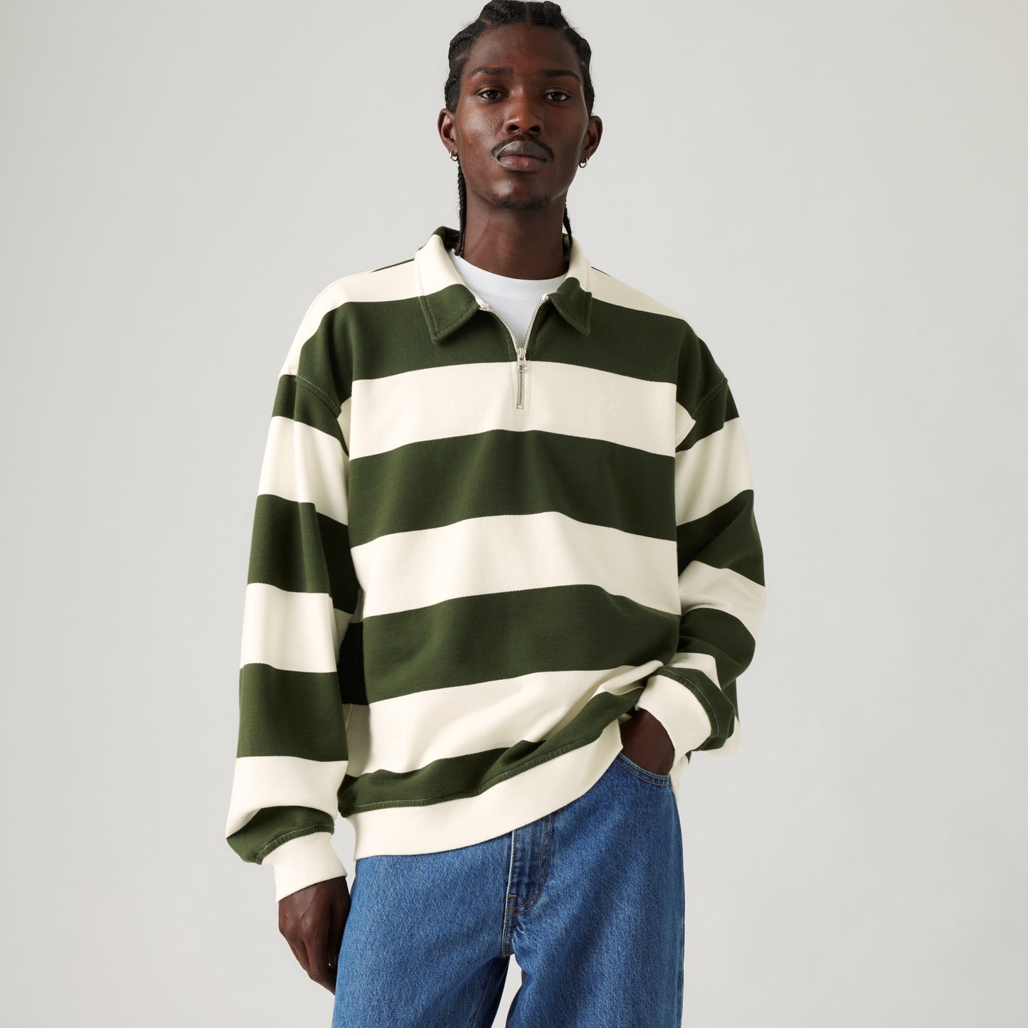 LEVI'S® MEN'S QUARTER ZIP COLLAR CREW - GREEN