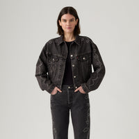 LEVI'S® WOMEN'S SHRUNKEN '90S TRUCKER JACKET - MED INDIGO - WORN IN