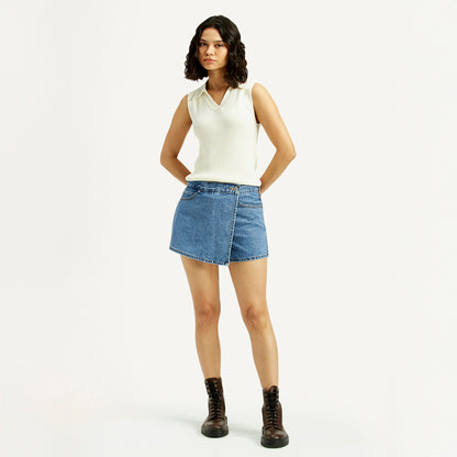 LEVI'S WOMENS HIGH RISE NAVY REGULAR FIT SKORT