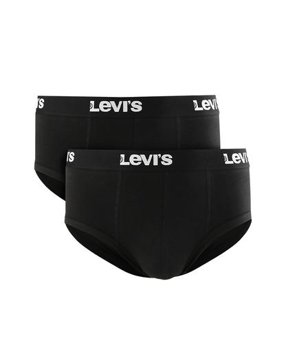 LEVI'S® MEN'S SOLID LOGO BRIEFS (2 PACK) - DARK INDIGO - FLAT FINISH