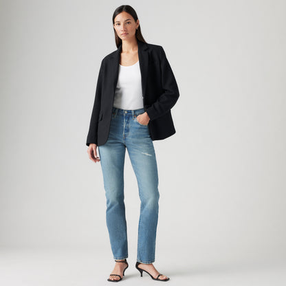 LEVI'S® WOMEN'S 501® ORIGINAL CROPPED JEANS - MED INDIGO - WORN IN
