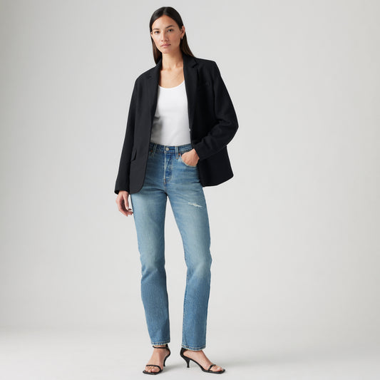 LEVI'S® WOMEN'S 501® ORIGINAL CROPPED JEANS - MED INDIGO - WORN IN