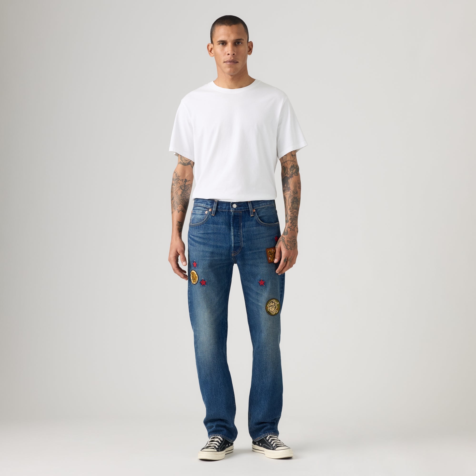 LEVI'S® MEN'S 501® ORIGINAL JEANS - MED INDIGO - WORN IN