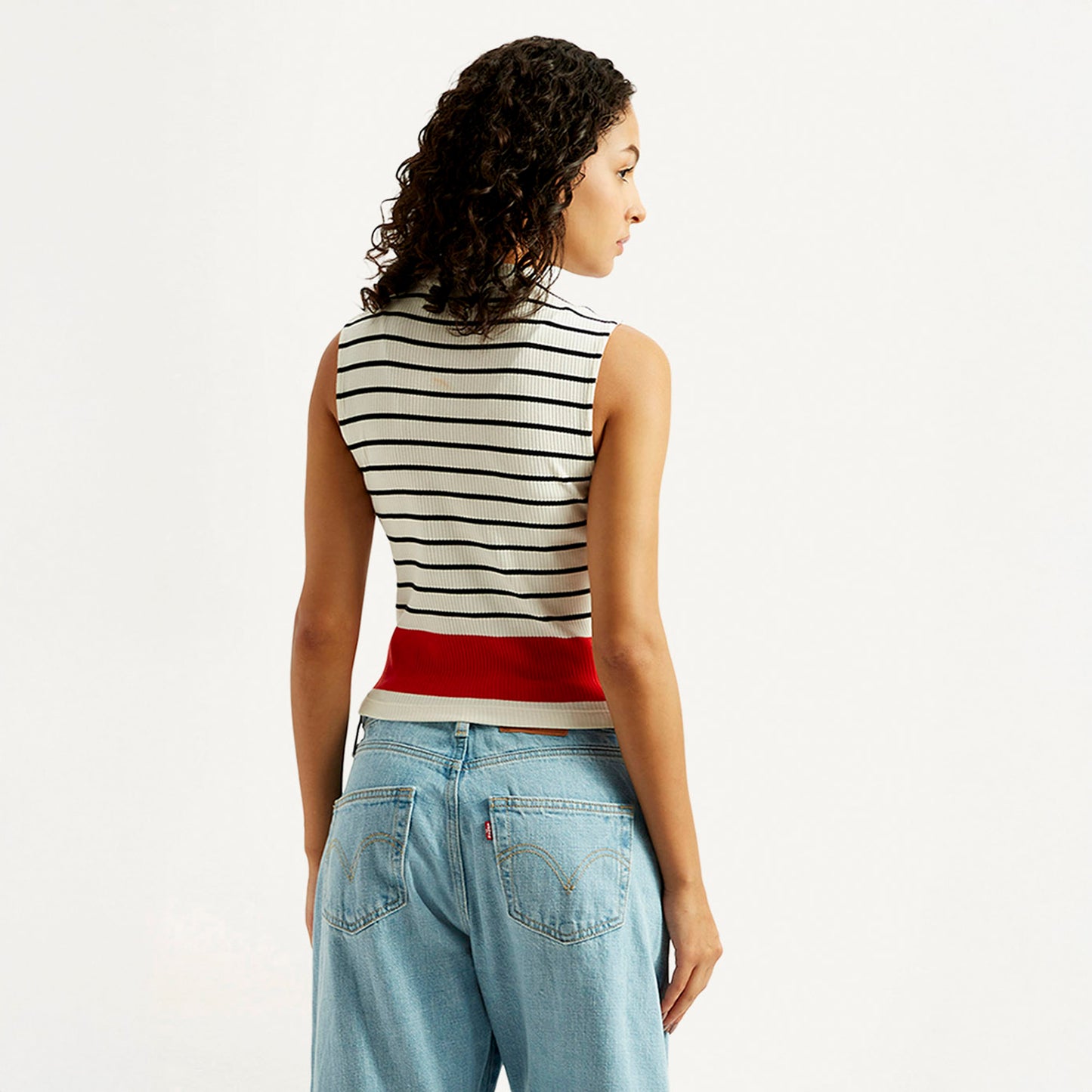 Levi's® Women's Striped Off White Collar Neck Top