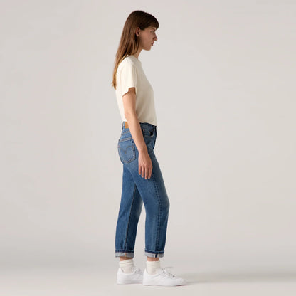 LEVI'S® WOMEN'S 501® ORIGINAL CROPPED JEANS - MED INDIGO - WORN IN