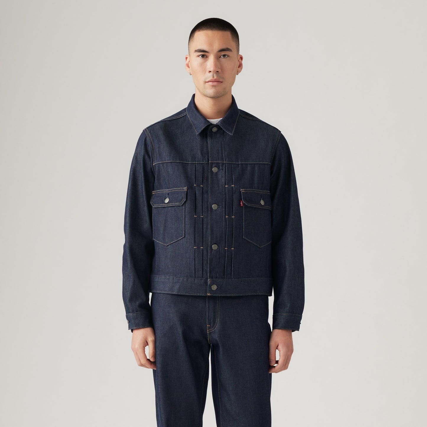LEVI'S® WELLTHREAD® MEN'S TYPE II TRUCKER JACKET - DARK INDIGO - FLAT FINISH