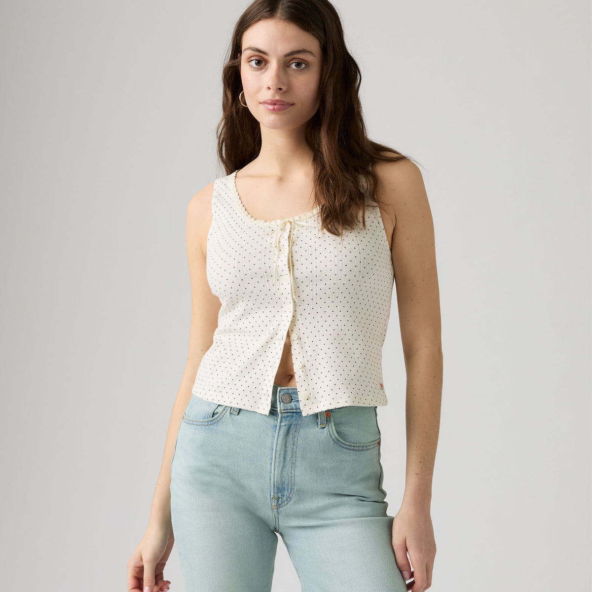 LEVI'S® DRY GOODS WOMEN'S POINTELLE LACE TANK - WHITE