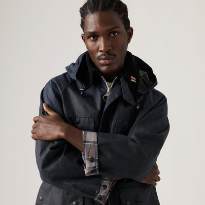 LEVI'S® X BARBOUR OVERSIZED BEDALE WAXED JACKET - BLUE