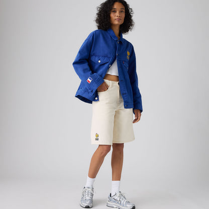 LEVI'S® FRANCE FOOTBALL 478 BAGGY SHORTS - LIGHT INDIGO - WORN IN