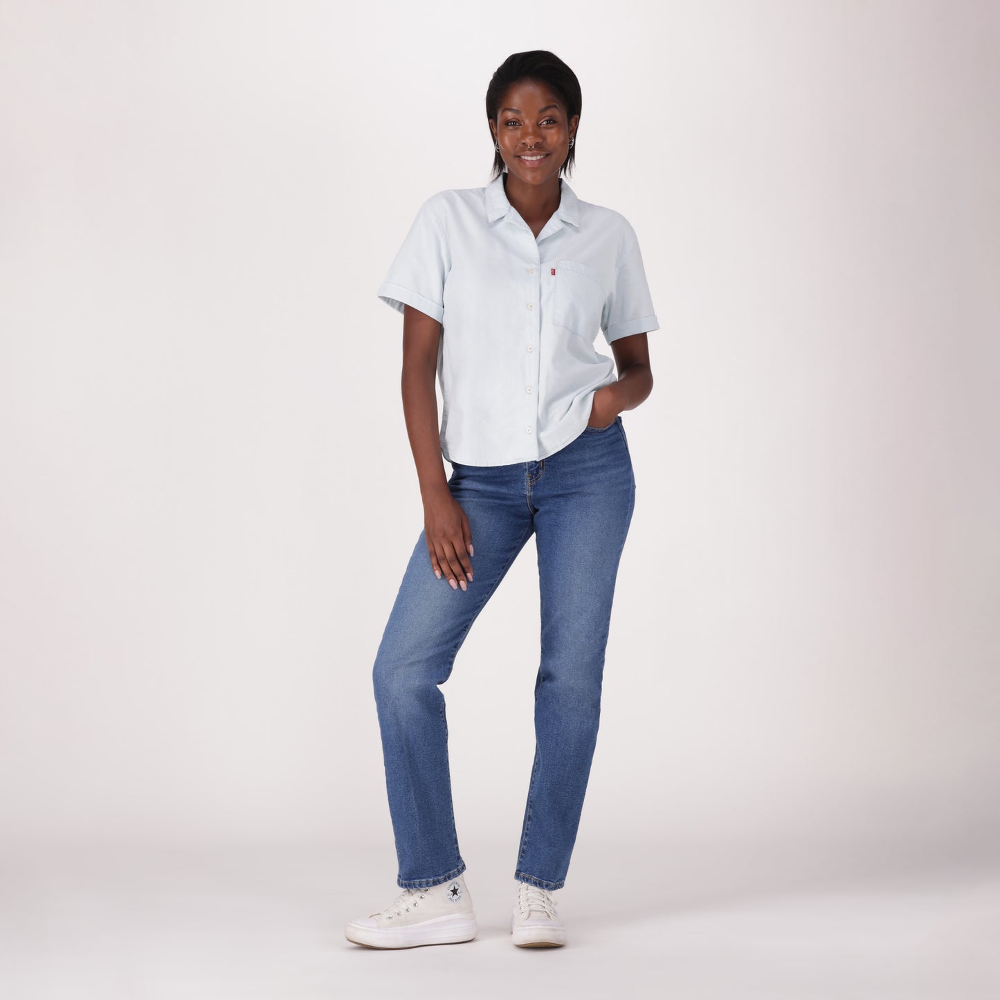 LEVI'S® WOMEN'S WEDGIE SLIM JEANS - MED INDIGO - WORN IN