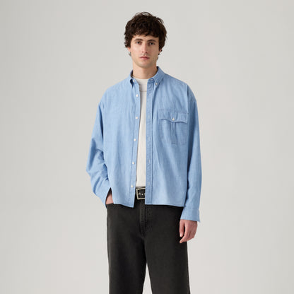 LEVI'S® MEN'S ZANDT CROPPED SHIRT - LIGHT INDIGO - WORN IN