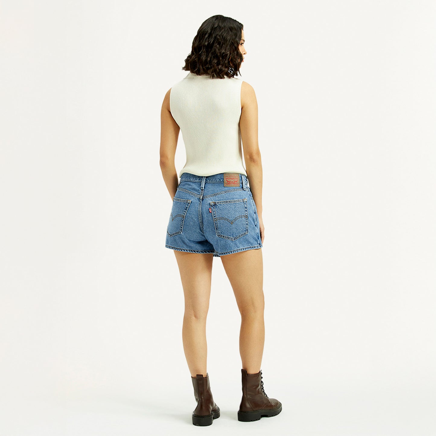 LEVI'S WOMENS HIGH RISE NAVY REGULAR FIT SKORT