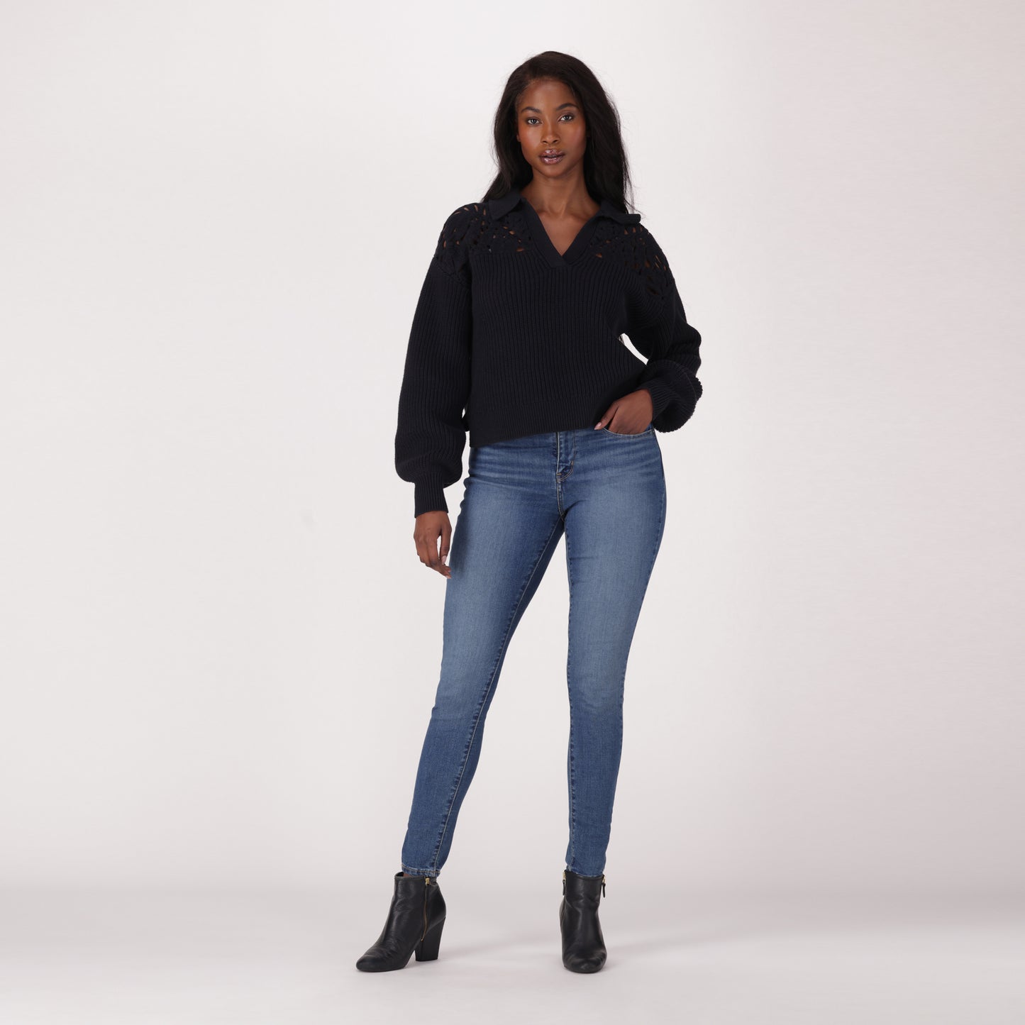 LEVI'S® WOMEN'S CURVY HIGH-RISE SUPER SKINNY  - MED INDIGO - WORN IN