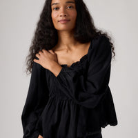 LEVI'S® WOMEN'S RYAN SHORT-SLEEVE CREPE BLOUSE - BLACK