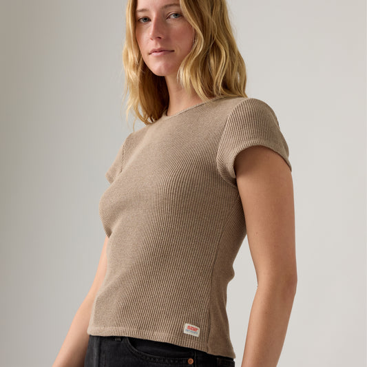 LEVI'S® WOMEN'S DRY GOODS WAFFLE CAP-SLEEVE TEE - MULTI COLOUR