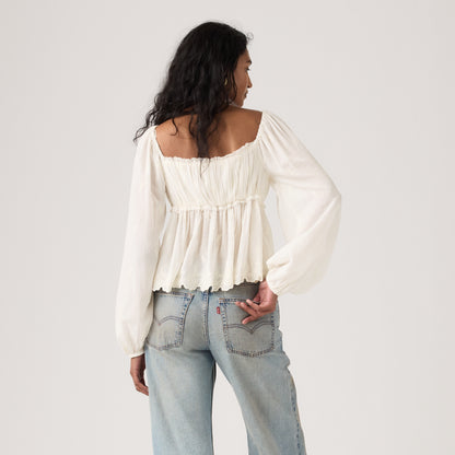 LEVI'S® WOMEN'S OTTIE LONG SLEEVE BOHO BLOUSE - WHITE
