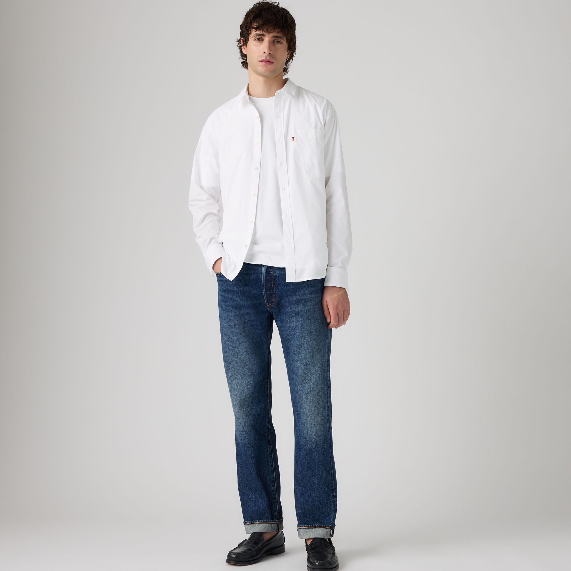 LEVI'S® MEN'S 501® ORIGINAL SELVEDGE JEANS - DARK INDIGO - WORN IN
