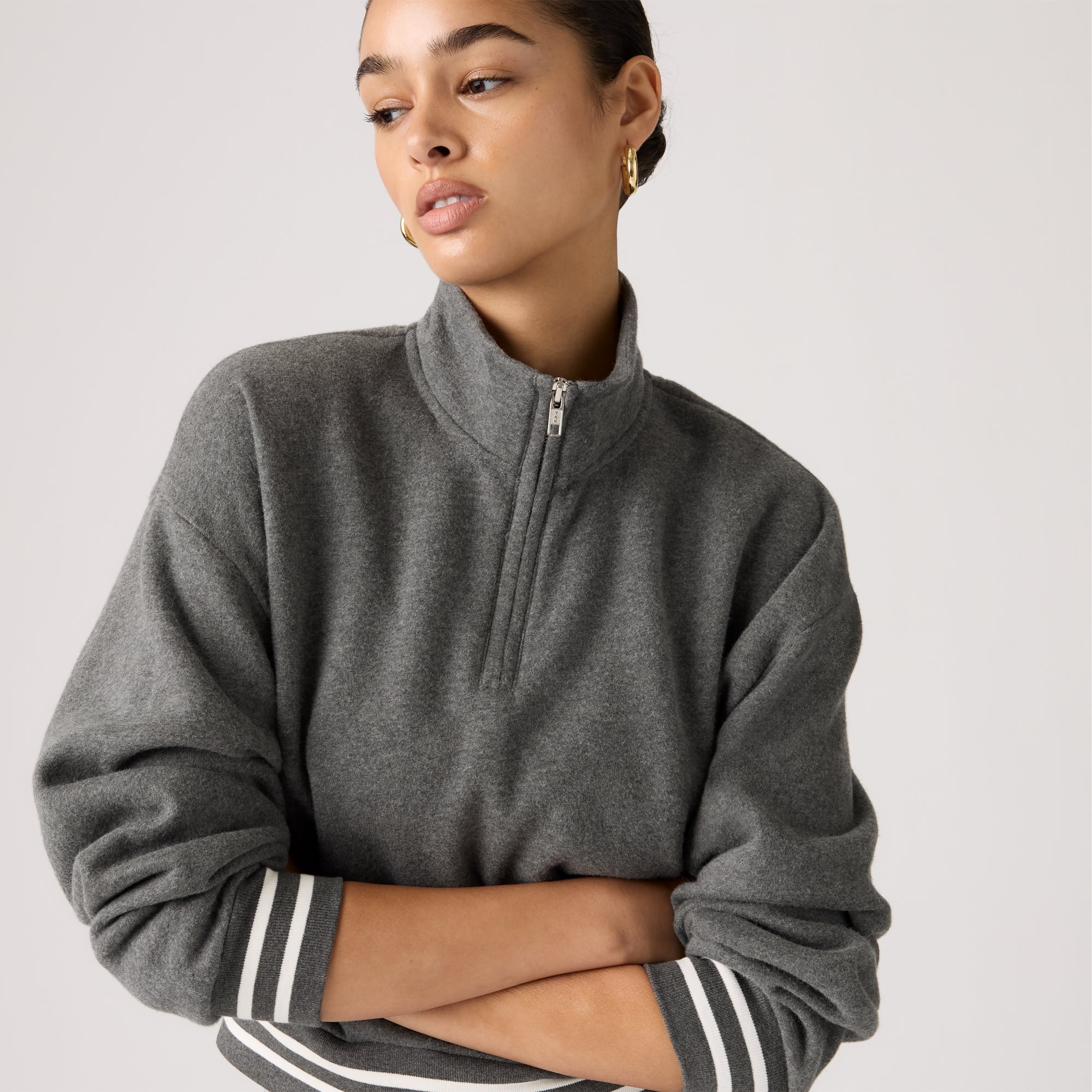 LEVI'S® WOMEN'S EVERYDAY QUARTER ZIP SWEATSHIRT - GREY