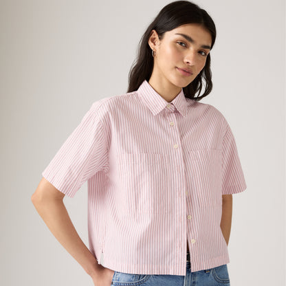 LEVI'S® WOMEN'S HARLIE SHORT-SLEEVE CROPPED SHIRT - MULTI COLOUR