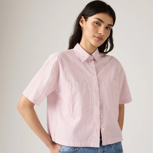 LEVI'S® WOMEN'S HARLIE SHORT-SLEEVE CROPPED SHIRT - MULTI COLOUR