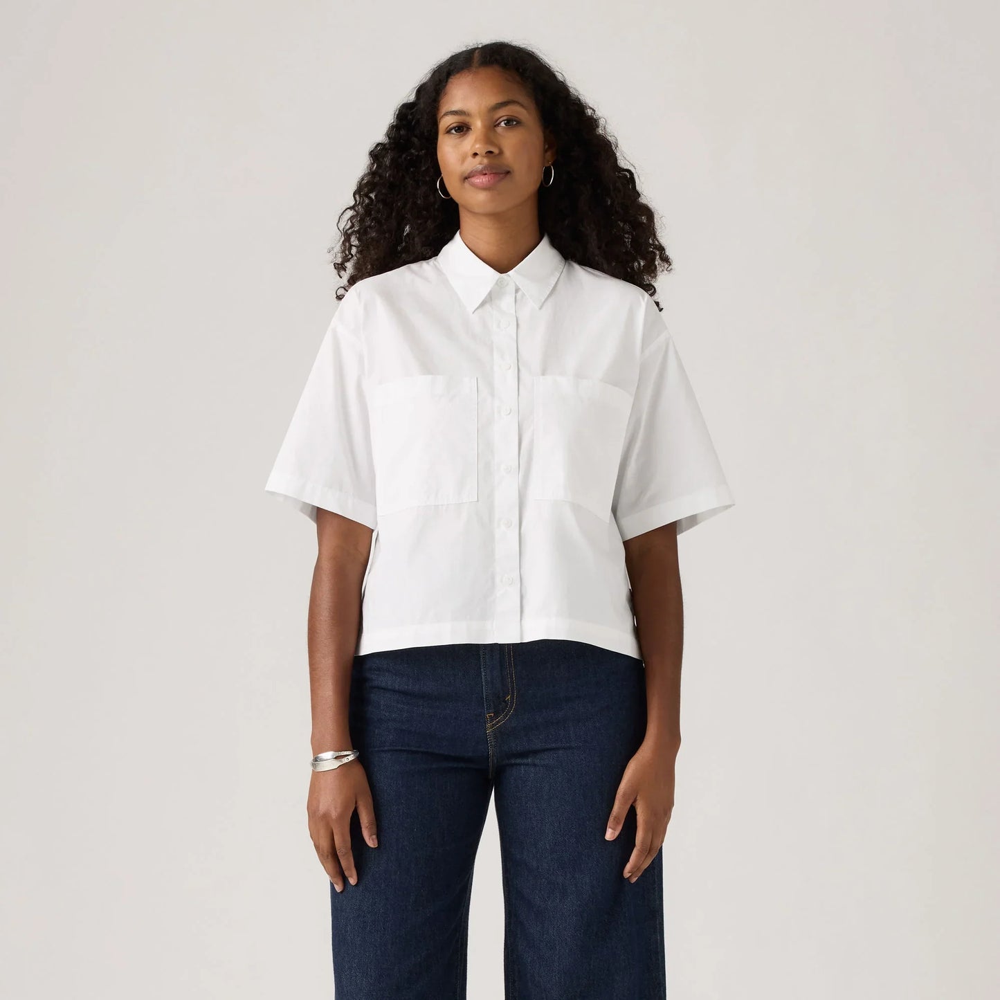 LEVI'S® WOMEN'S HARLIE SHORT-SLEEVE CROPPED SHIRT - MULTI COLOUR