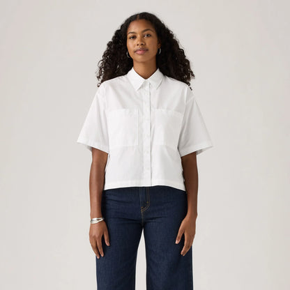 LEVI'S® WOMEN'S HARLIE SHORT-SLEEVE CROPPED SHIRT - MULTI COLOUR