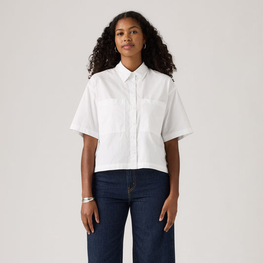 LEVI'S® WOMEN'S HARLIE SHORT-SLEEVE CROPPED SHIRT - MULTI COLOUR