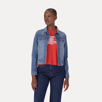 LEVI’S® WOMEN'S ORIGINAL TRUCKER JACKET - MED INDIGO - WORN IN
