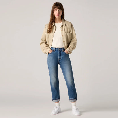 LEVI'S® WOMEN'S 501® ORIGINAL CROPPED JEANS - MED INDIGO - WORN IN