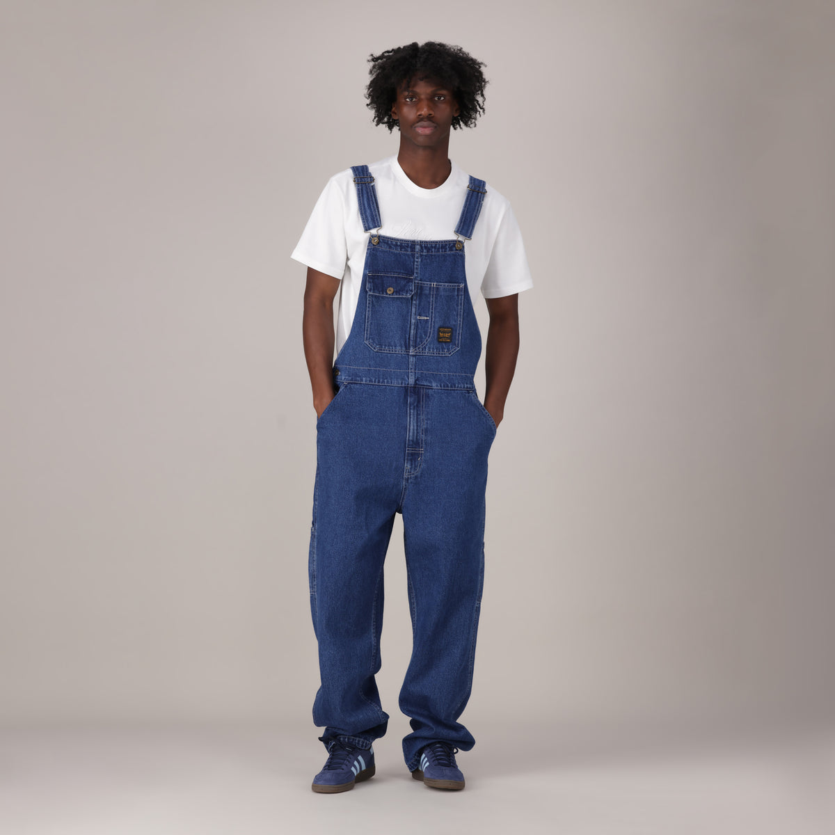 LEVI'S® MEN'S LOOSE OVERALLS - MED INDIGO - WORN IN