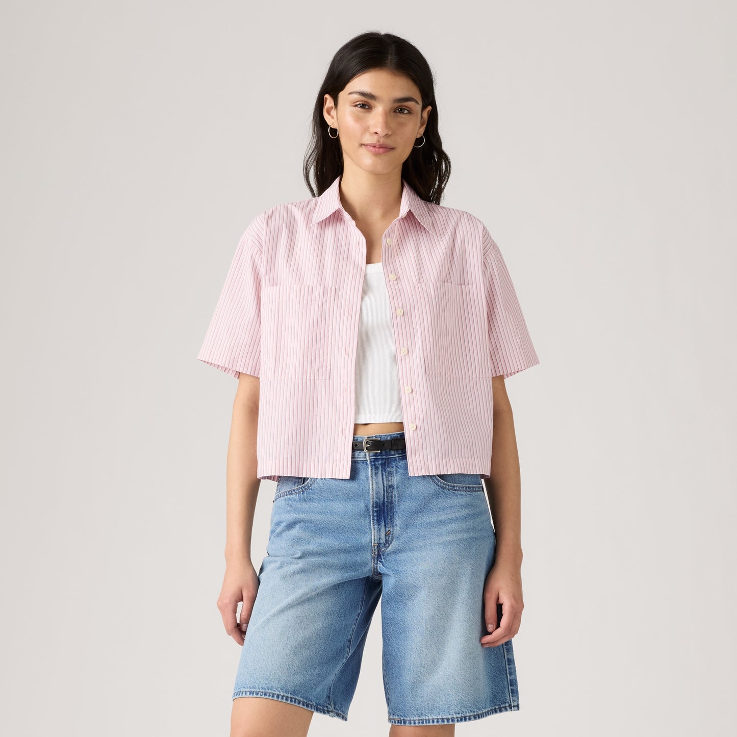 LEVI'S® WOMEN'S HARLIE SHORT-SLEEVE CROPPED SHIRT - MULTI COLOUR