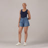 LEVI'S® WOMEN'S CINCH MID-THIGH SHORTS - MED INDIGO - WORN IN