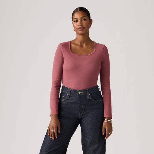LEVI'S® WOMEN'S ESSENTIAL SQUARE NECK LONG-SLEEVE TEE - RED