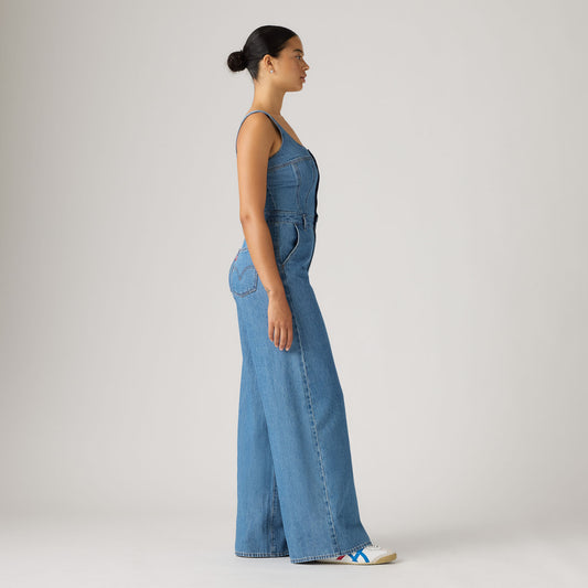 LEVI'S® WOMEN'S AUDRA SEAMED JUMPSUIT - MED INDIGO - WORN IN