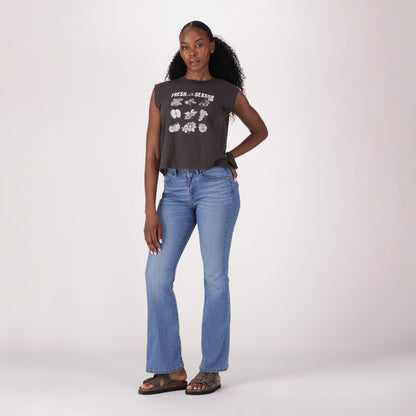 LEVI'S® WOMEN'S CURVY FLARE  - MED INDIGO - WORN IN