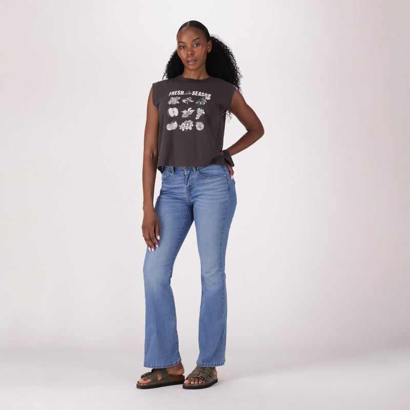 LEVI'S® WOMEN'S CURVY FLARE  - MED INDIGO - WORN IN