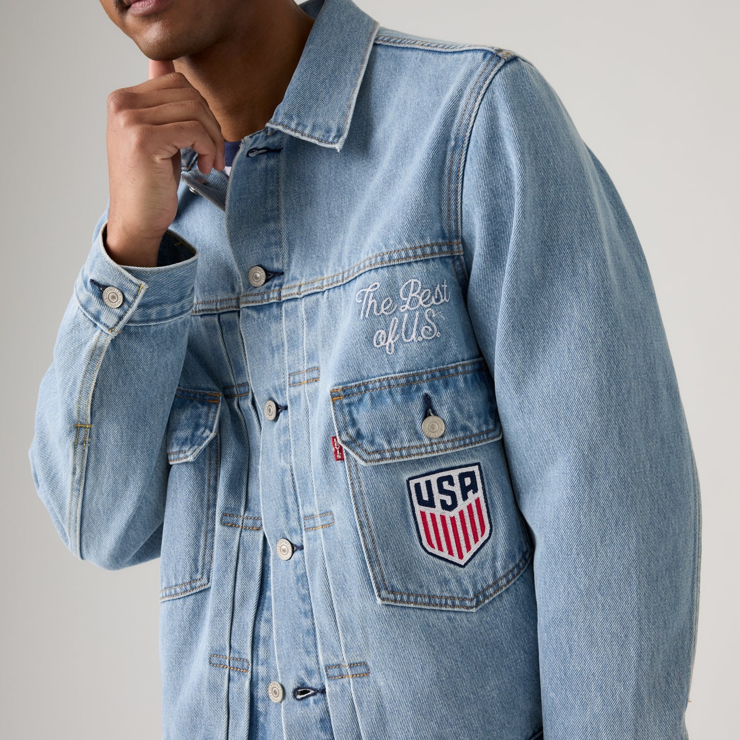 LEVI'S® U.S. SOCCER TYPE II TRUCKER JACKET - LIGHT INDIGO - WORN IN