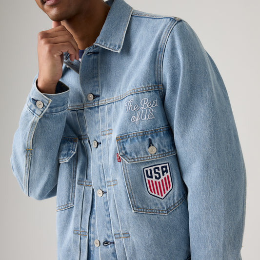 LEVI'S® U.S. SOCCER TYPE II TRUCKER JACKET - LIGHT INDIGO - WORN IN