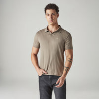 LEVI'S® MEN'S TEXTURED KHAKI RIBBED POLO T-SHIRT - BROWN