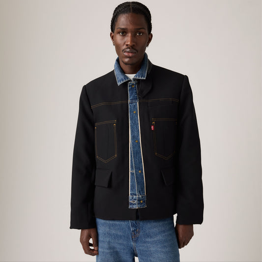 LEVI'S® X SACAI MEN'S DENIM X METELASSE TWILL REVERSIBLE BLOUSON - DARK INIDGO - FLAT FINISH