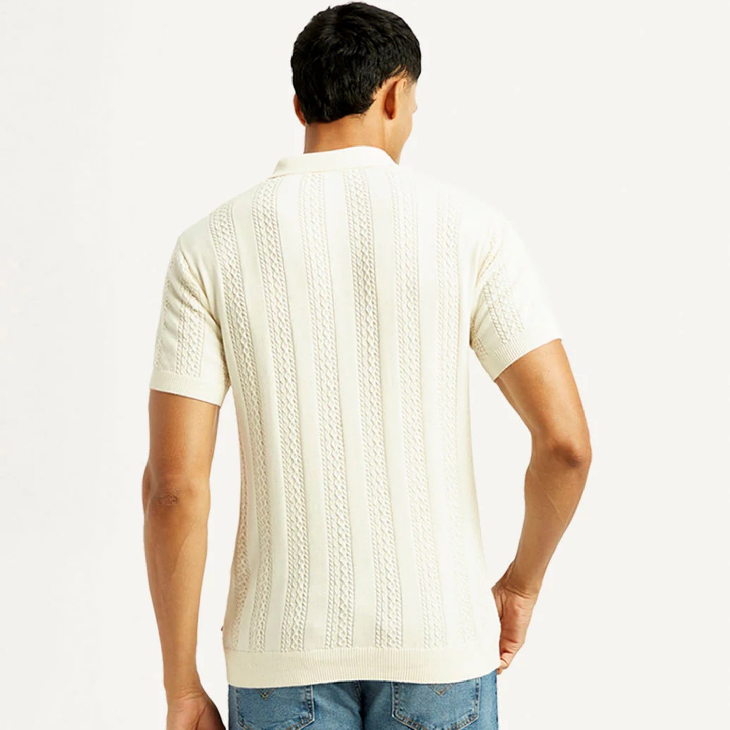 LEVI'S® MEN'S SELF DESIGN RELAXED FIT RESORT COLLAR SHIRT - NEUTRAL